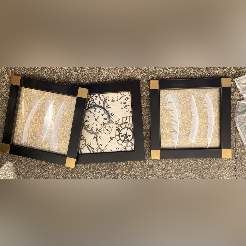 ♥️💚3 Vintage-Inspired Black and Gold Clock Wall Art